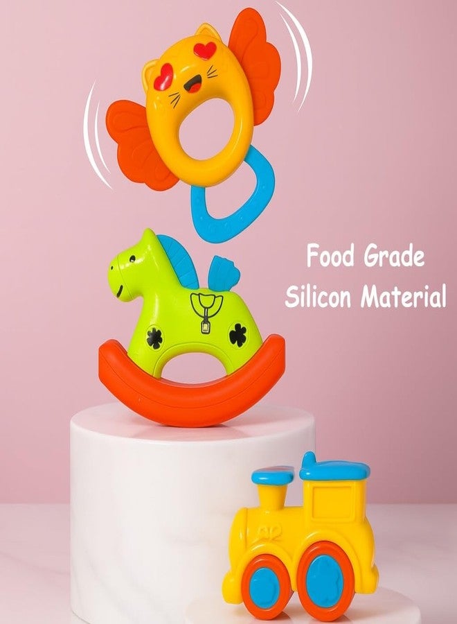 Storio Baby Rattle Gift Set | Newborn Sensory Toys for 0-12 Months | 6 Pc Rattle Set with Teether | Ideal Baby Shower Gift for Boys & Girls | Multicolor - Image 5